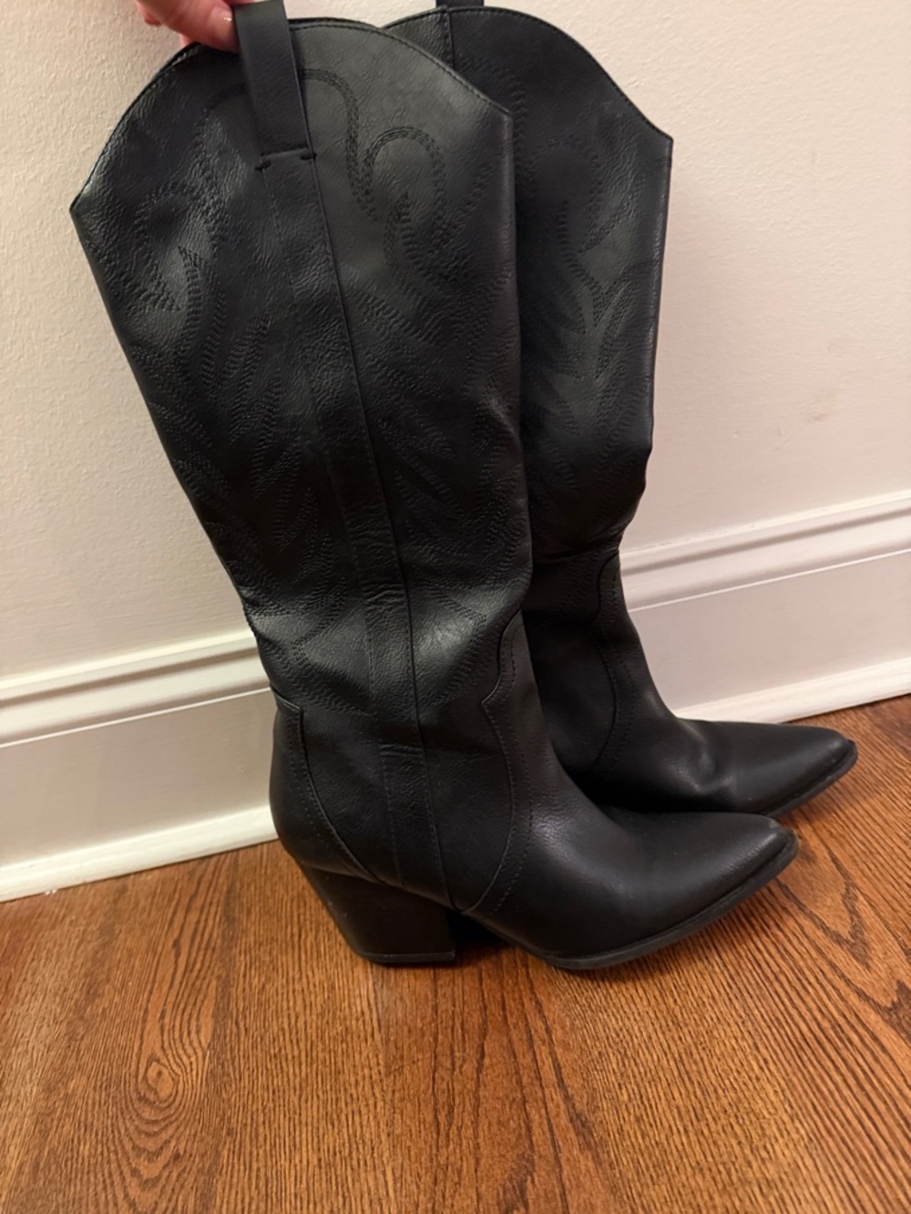Black Women's Western Knee-High Boots